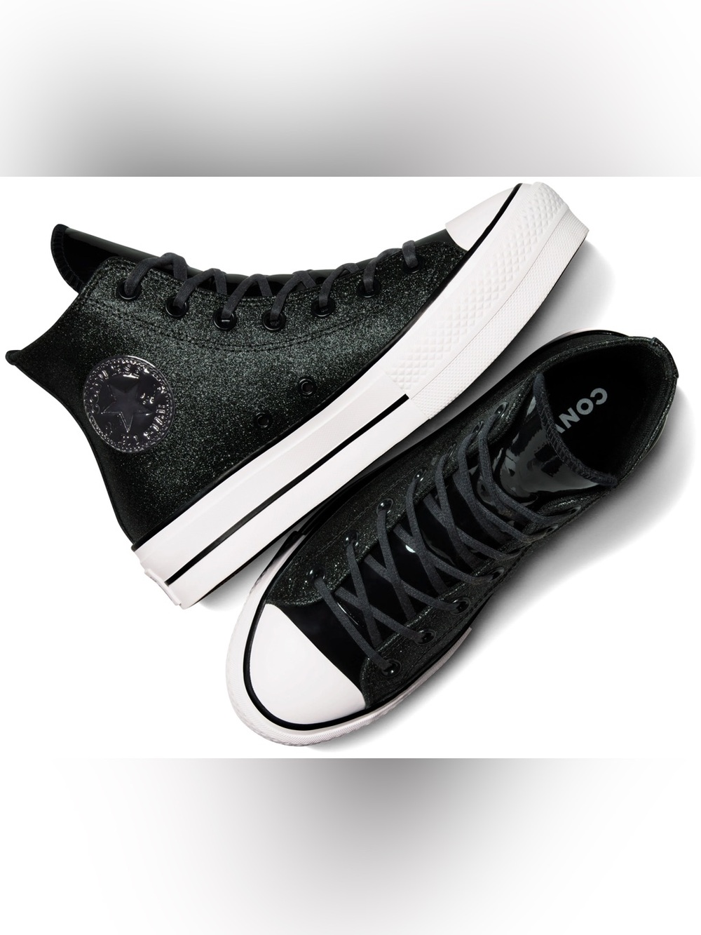 Converse Glittery Black Lift Hi Tops